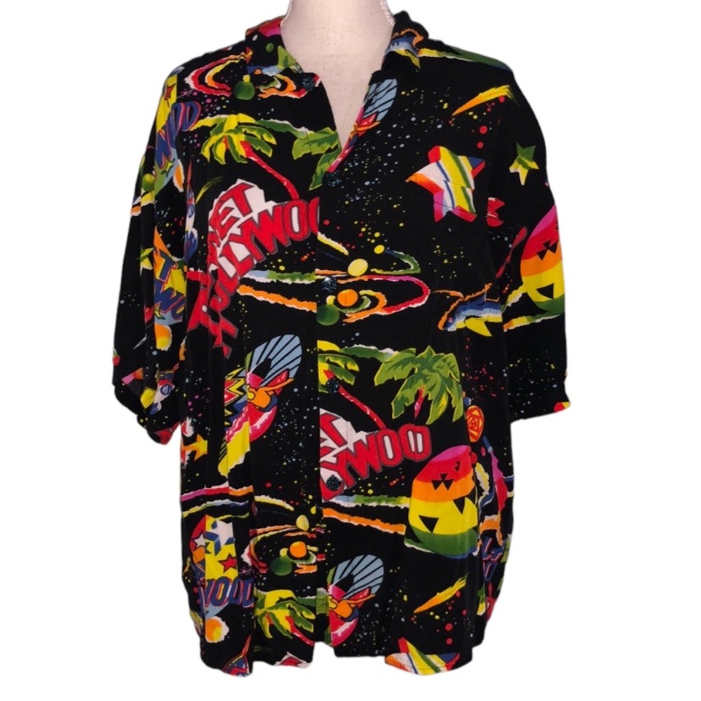 Vintage Planet Hollywood 90’s neon button up shirt